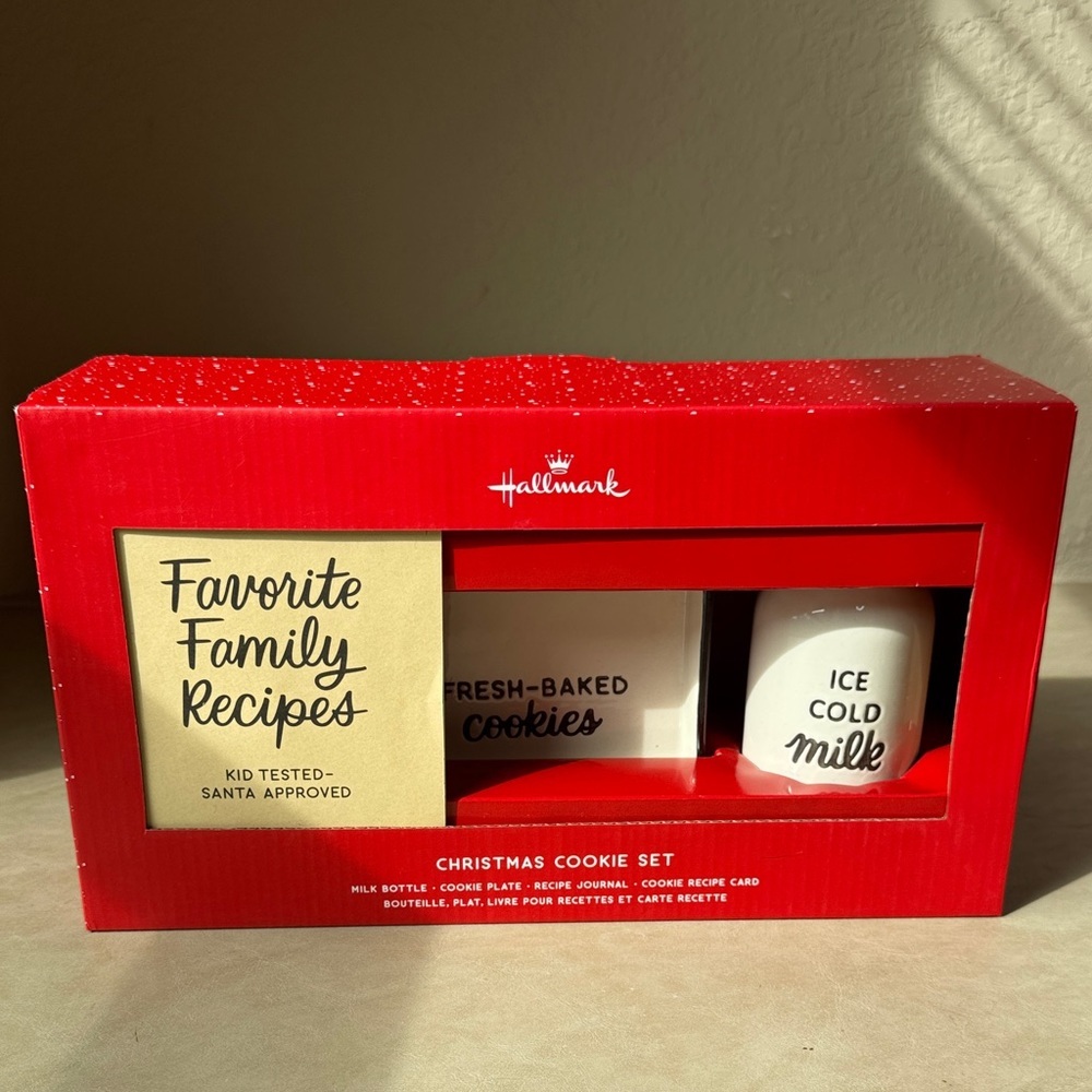 Hallmark Red Christmas Cookie and Milk Set with Recipe Journal and Card NWT